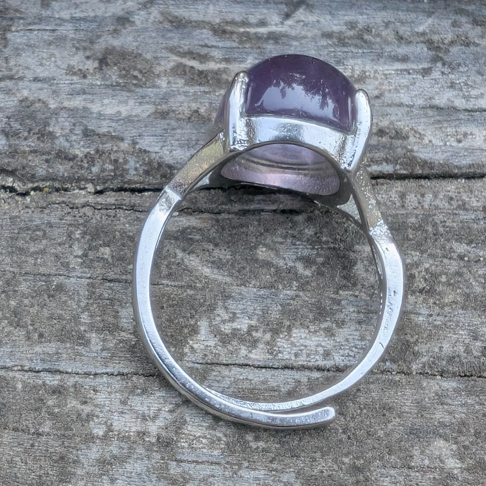 Gorgeous Rainbow Fluorite Gemstone Ring. Adjustable Ring Size 8-10 - Picture 4 of 8